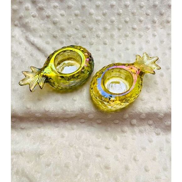 Yankee Candle Iridescent Glass Pineapple Tealight Candle Holders (2)-NEW - Picture 5 of 6